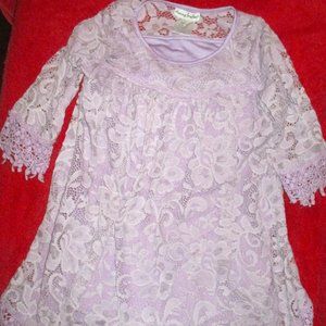 Boutique Chasing Fireflies Girls Long Sleeve Lace Dress Size 6-6X Lavender